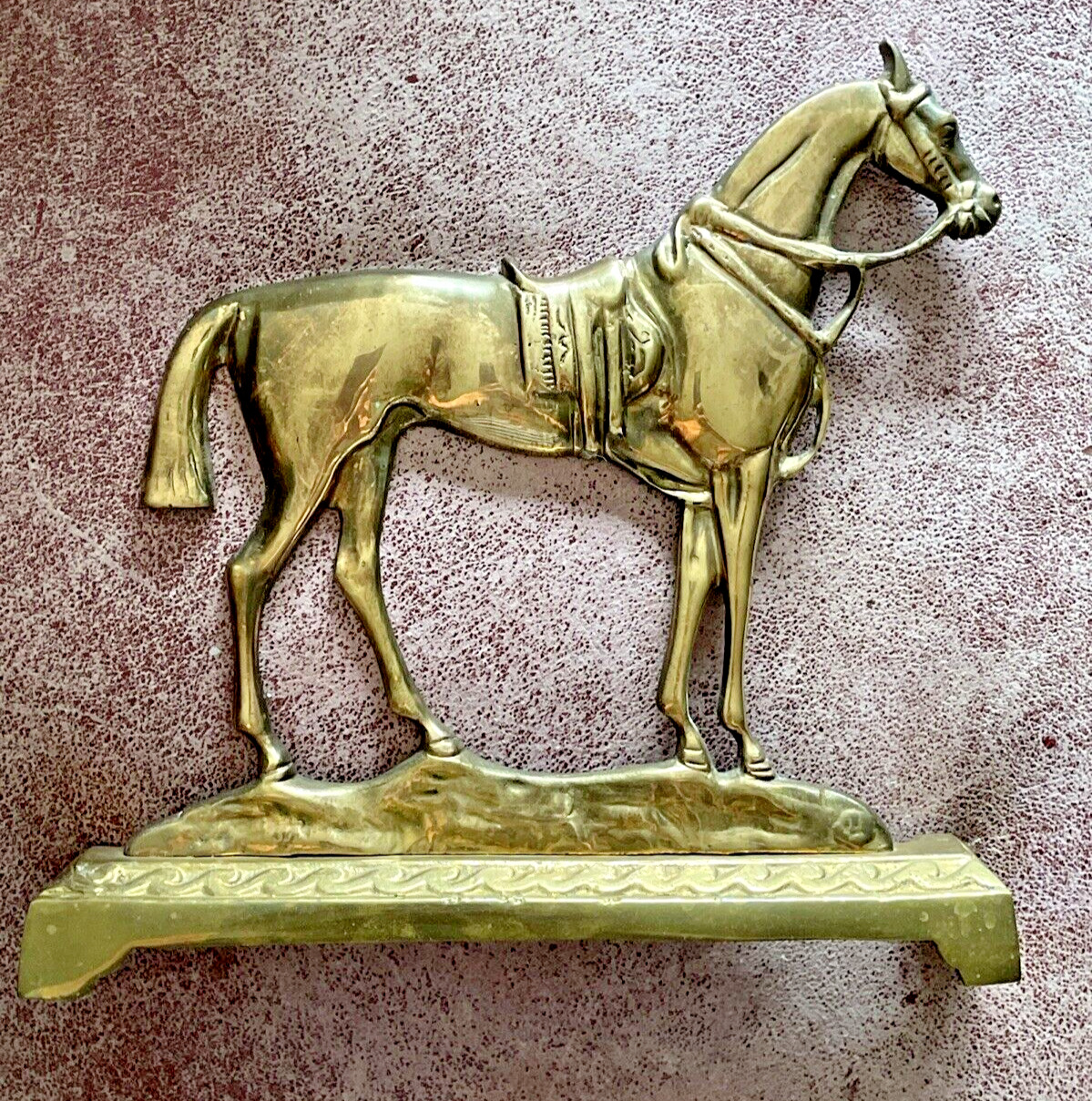 Vintage Brass Horse Doorstop Horse Statue Equestrian Decor 9”x9” 1.12lbs