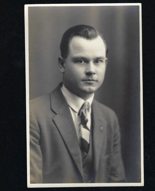 c.1900s Dapper Man Portrait High Quality Famous? RPPC Real Photo Postcard UNP