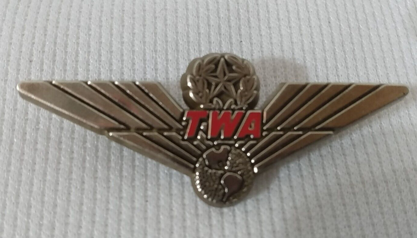 Vintage Plastic TWA Flight Wings Pin   