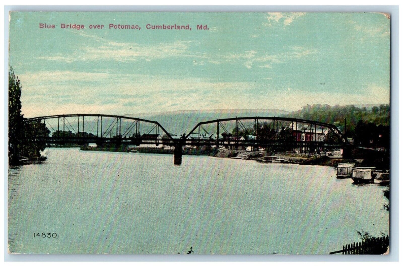 c1910 Blue Bridge Over Potomac Cumberland Maryland MD Antique Vintage Postcard
