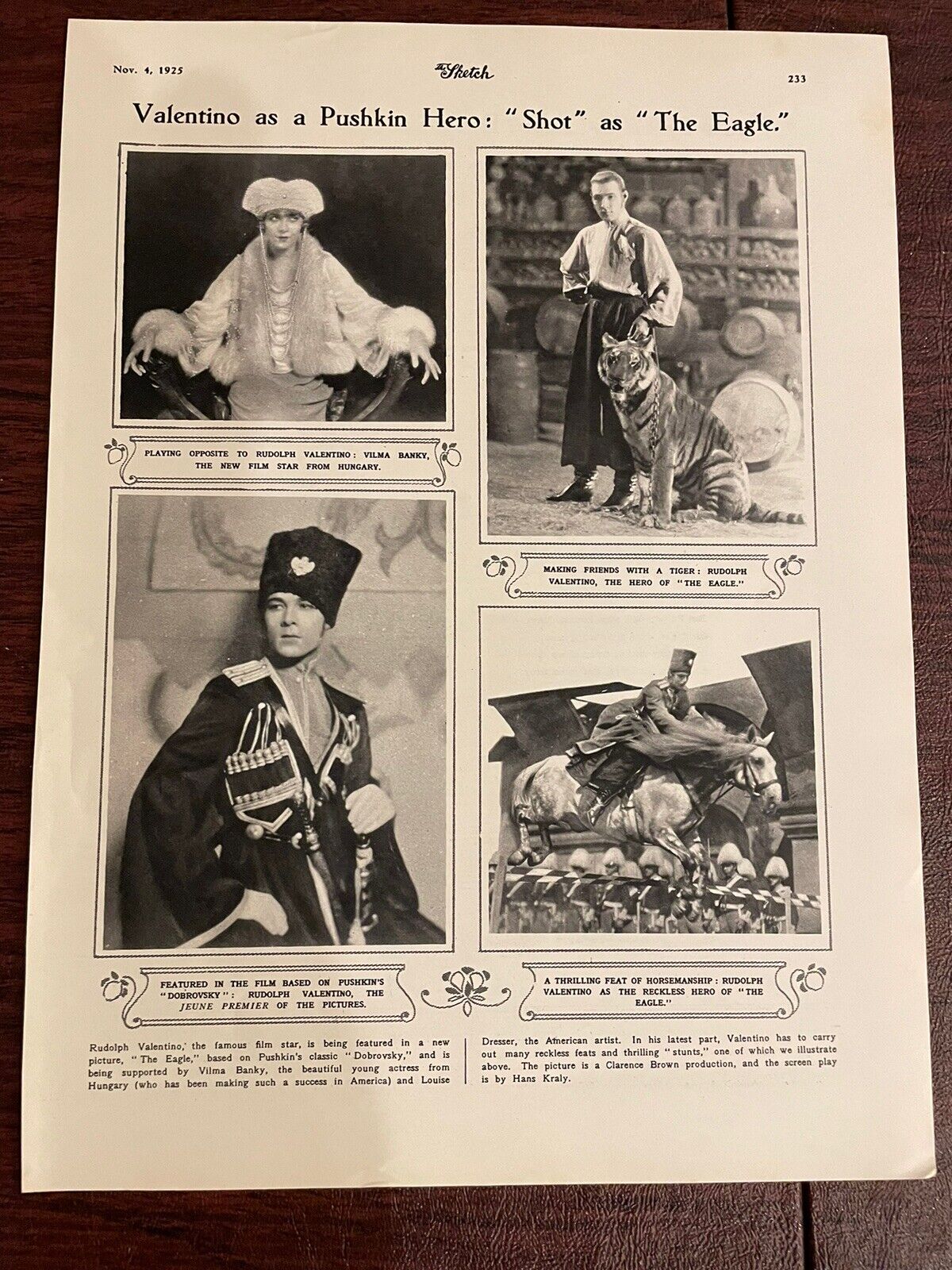 Rudolph Valentino Vilma Banky Actors Photographs The Sketch 1925