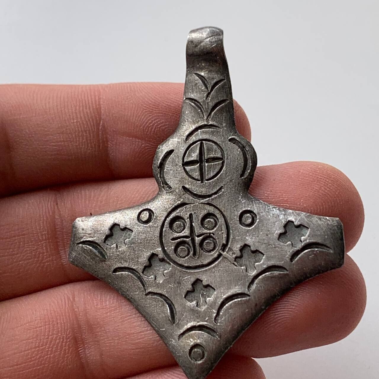 VERY OLD RARE ANCIENT VIKING AMULET SILVER ARTEFACT AUTHENTIC STUNNING