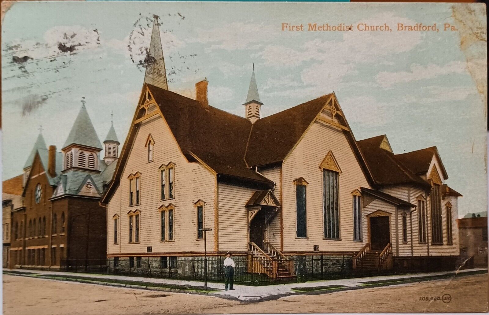Postcard bradford pennsylvania first methodist church 1917