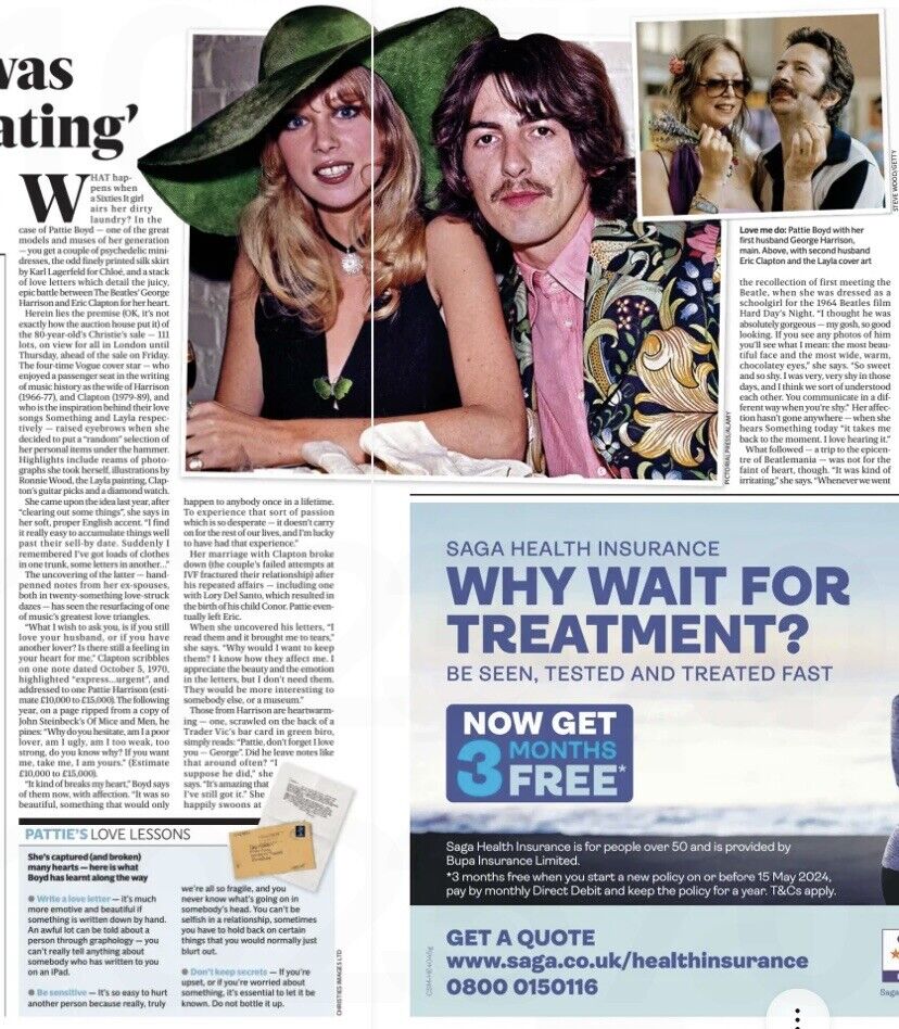 Pattie Boyd Interview Beatles Eric Clapton Collection Christies Newspaper Articl