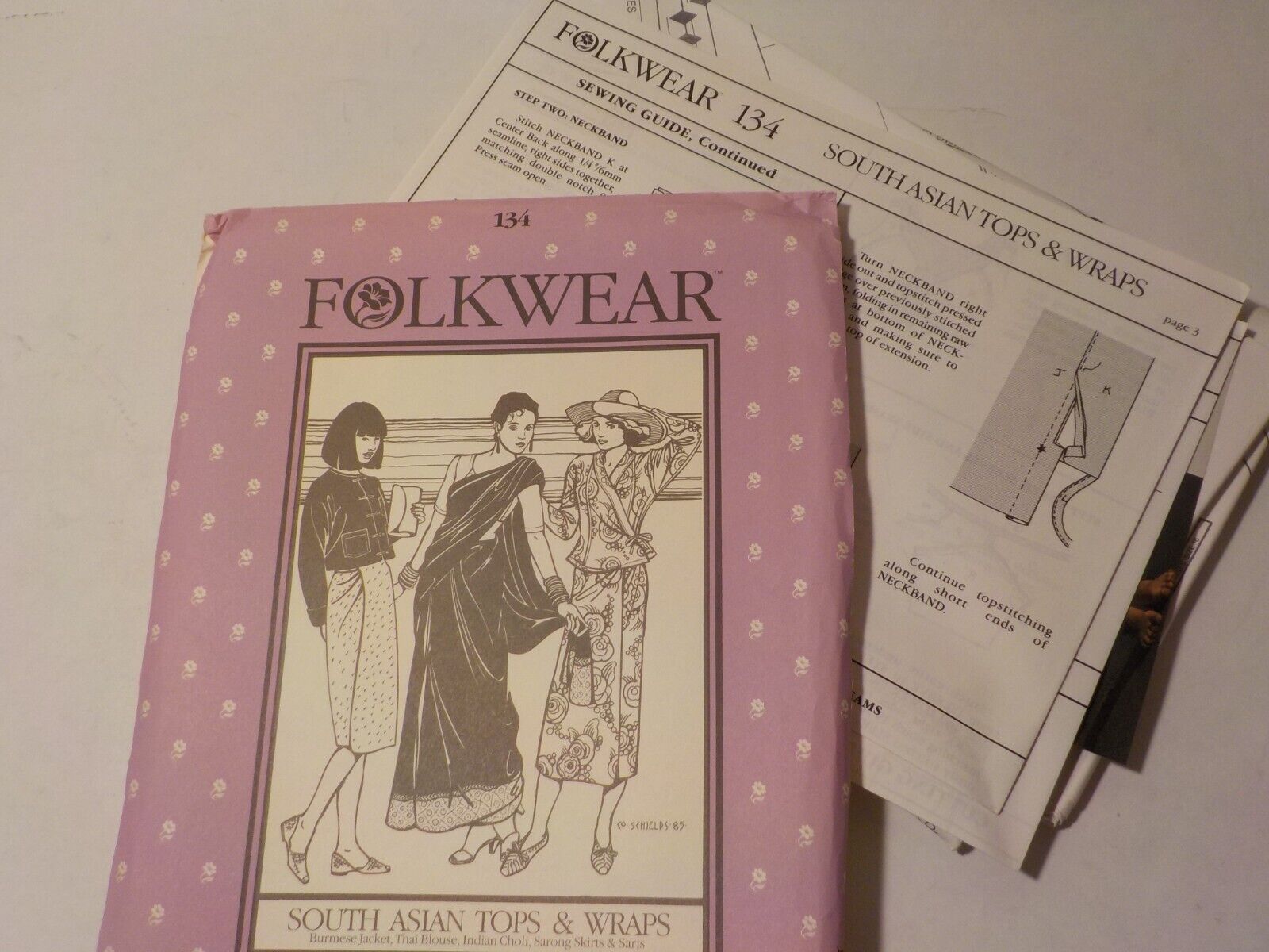 Vintage UNCUT Folkwear #134 SOUTH ASIAN TOPS & WRAPS Pattern- Complete