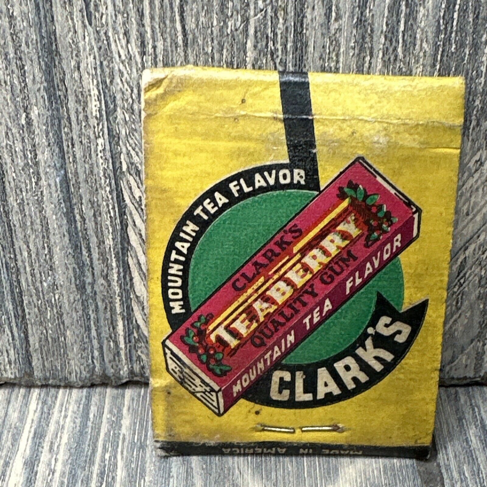Vintage Clark's Teaberry Quality Gum Mountain Tea Matchbook Advertisement