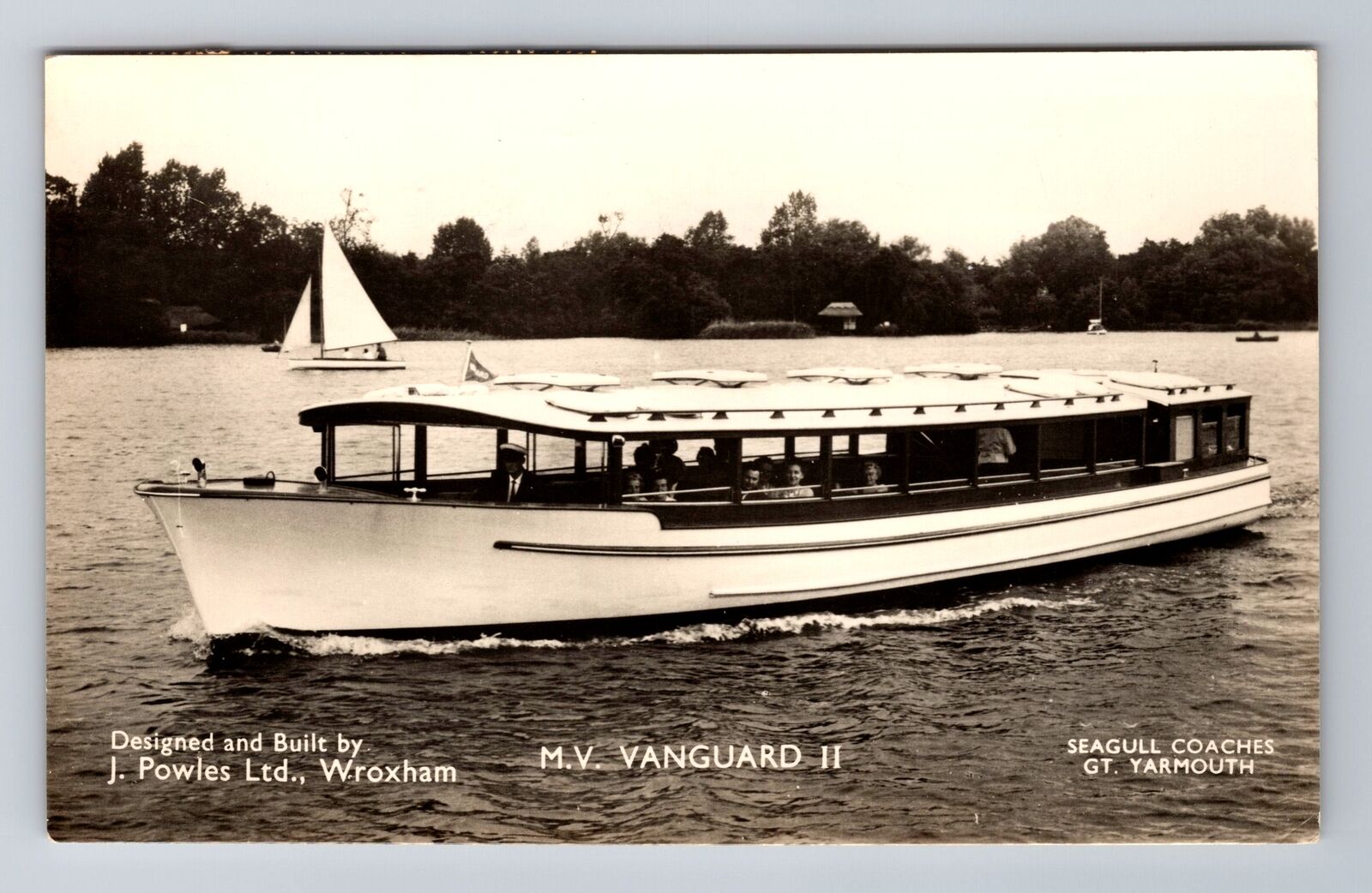 RPPC-M V Vanguard II, Boat, Antique, Vintage c1963 Postcard