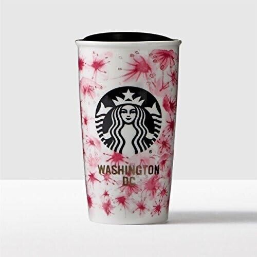  Starbucks Washington DC Ceramic Travel Double Wall Tumbler Pink White 12oz