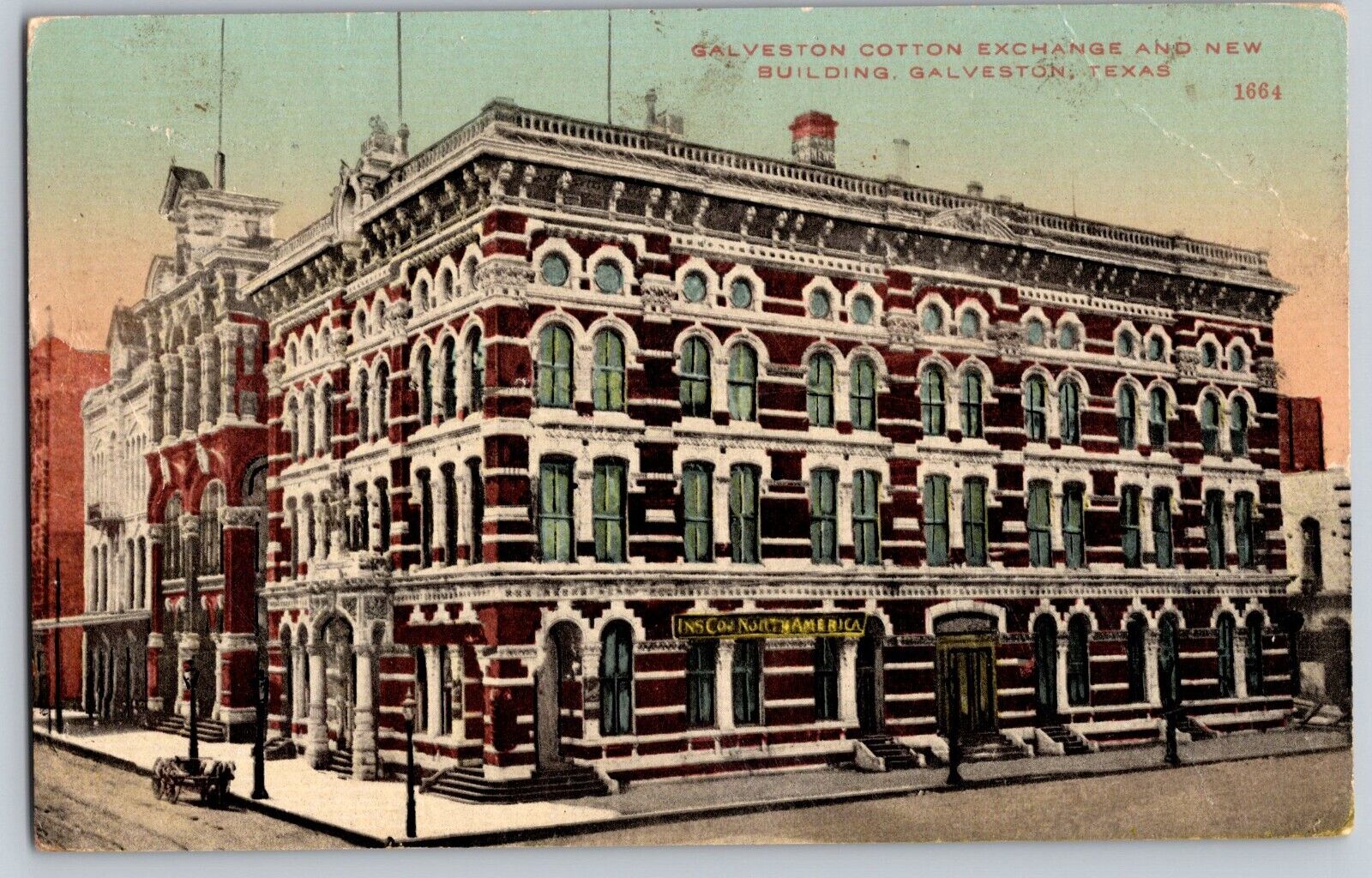 Postcard Posted 1913 Galveston Cotton Exchange Galveston Texas C1