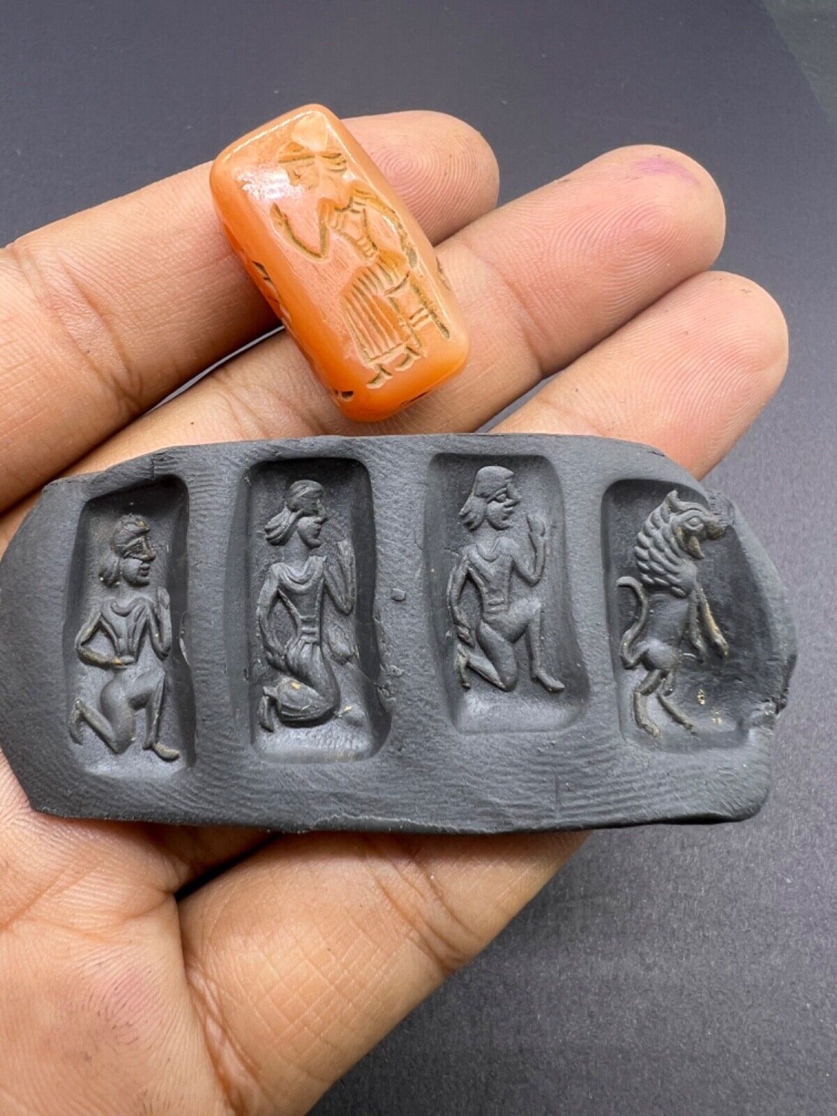 Extremely Amazing Rare Old Ancient Four Different Stories Intaglio Cylinder Seal