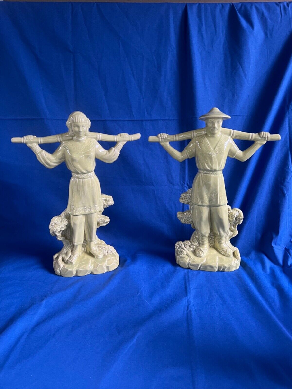 1950's vintage Gonder ceramic water bearers porters chinese asian man& woman fig