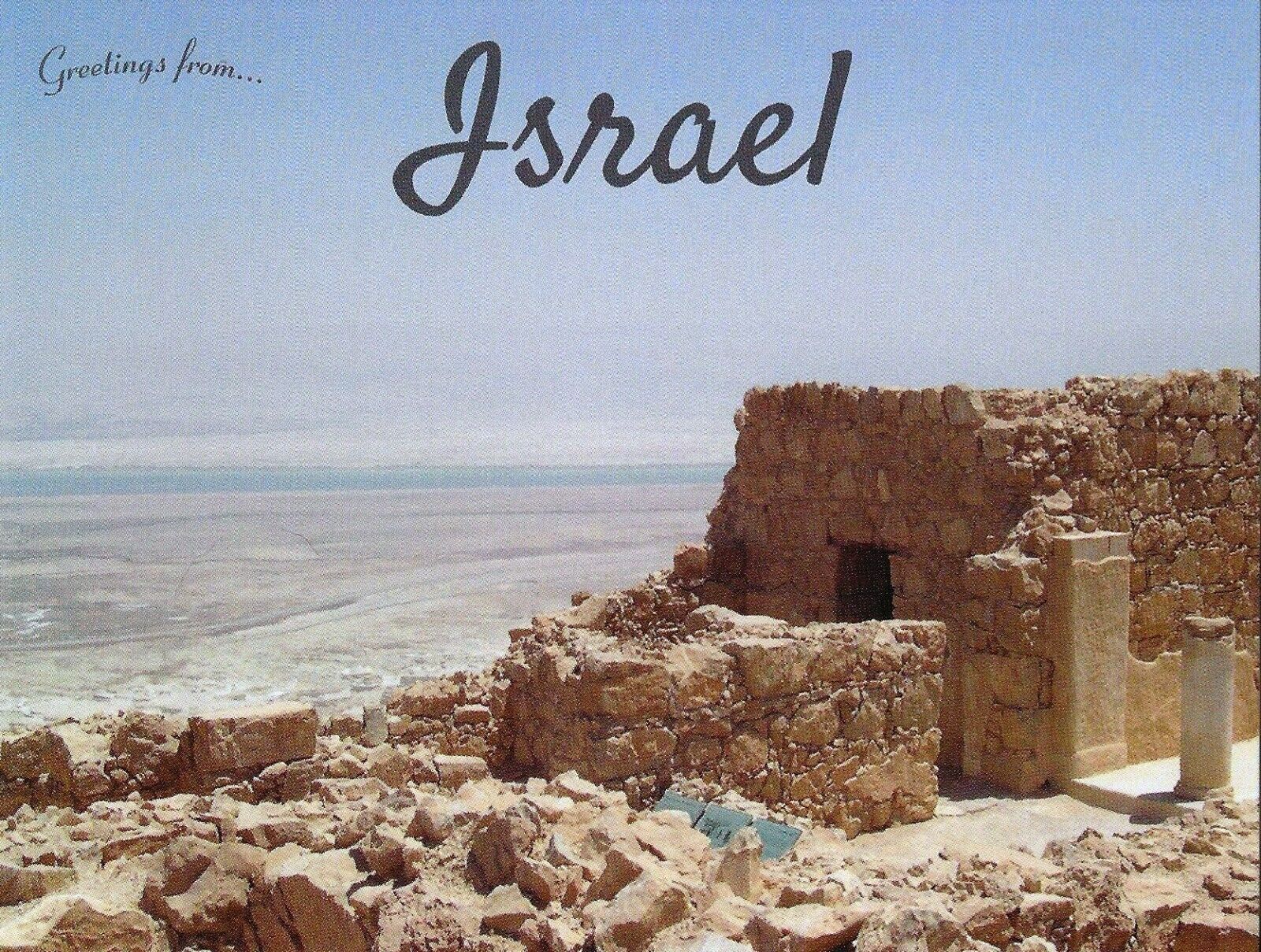Postcard Greetings from Israel The Masada with Dead Sea in Distance MINT Unused