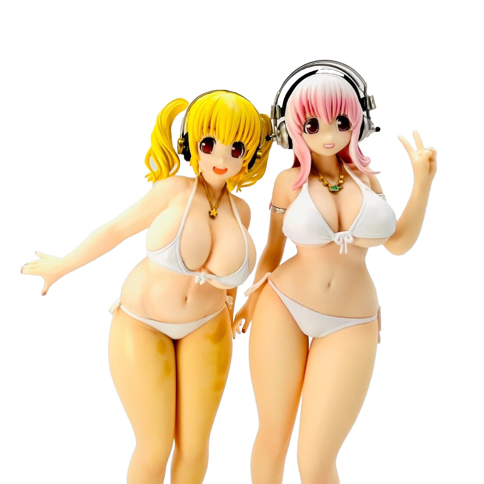Super Sonico & Pochaco &  In white bikini Figure Set 7.8in