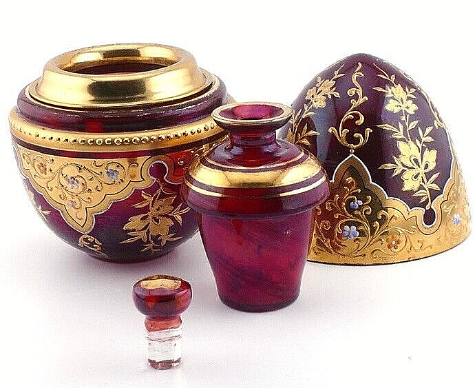 Antique Moser Covered-Egg Perfume Holder Rare Exquisite, Collectors Dream c.1880