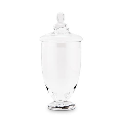 Small Glass Apothecary Candy Jar - Footed Vase with Lid