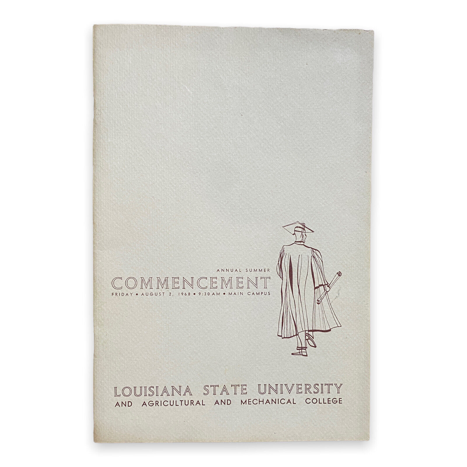 Louisiana State University LSU 1968 Summer Commencement Graduation Program