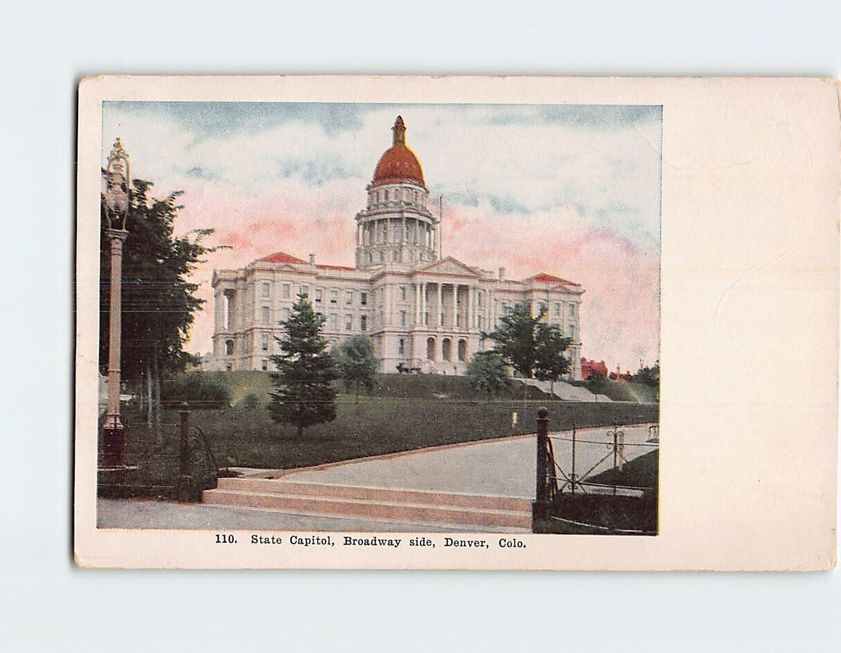 Postcard State Capitol Building Broadway Side Denver Colorado USA North America