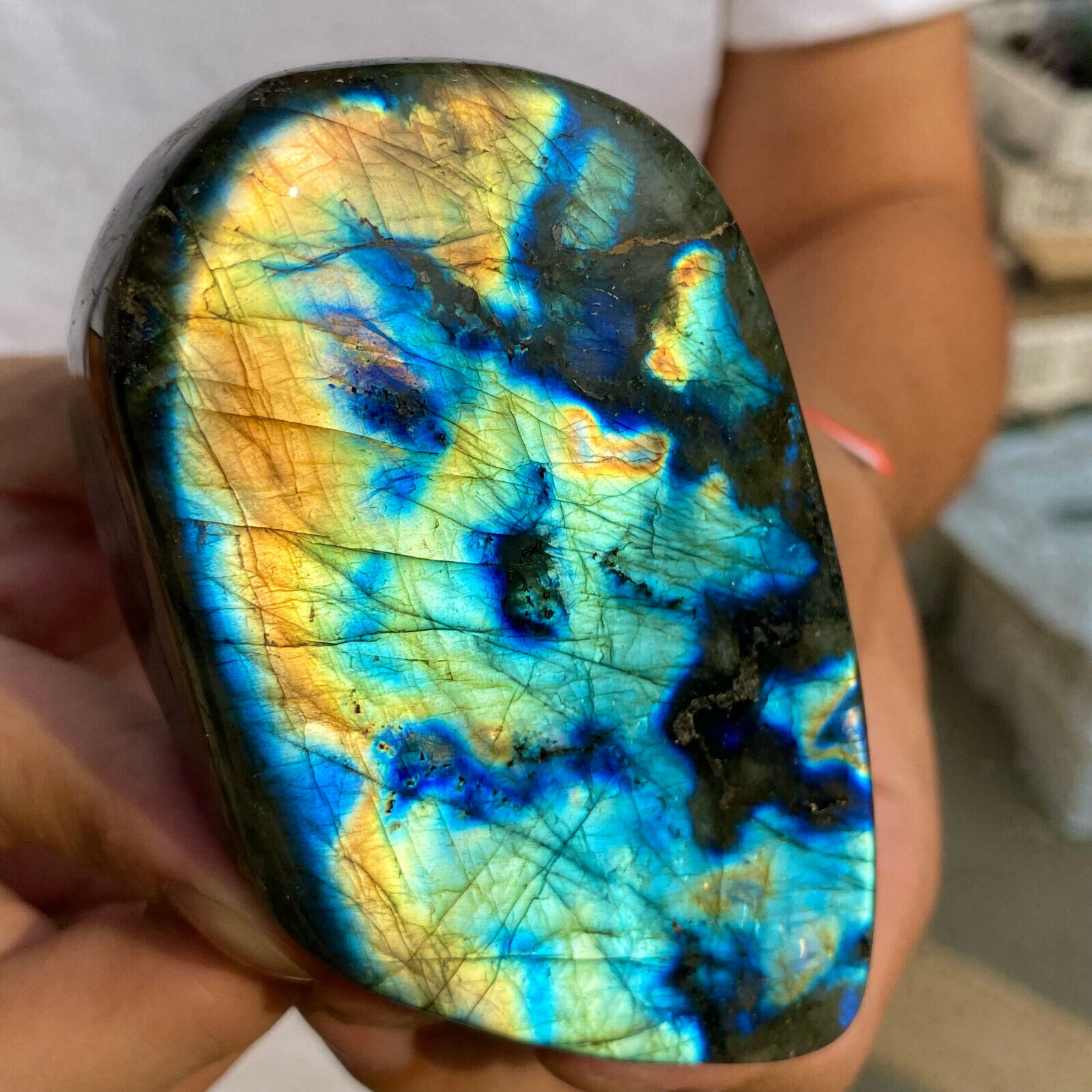 437g Natural Labradorite Quartz Crystal Freeform Mineral Specimen Healing