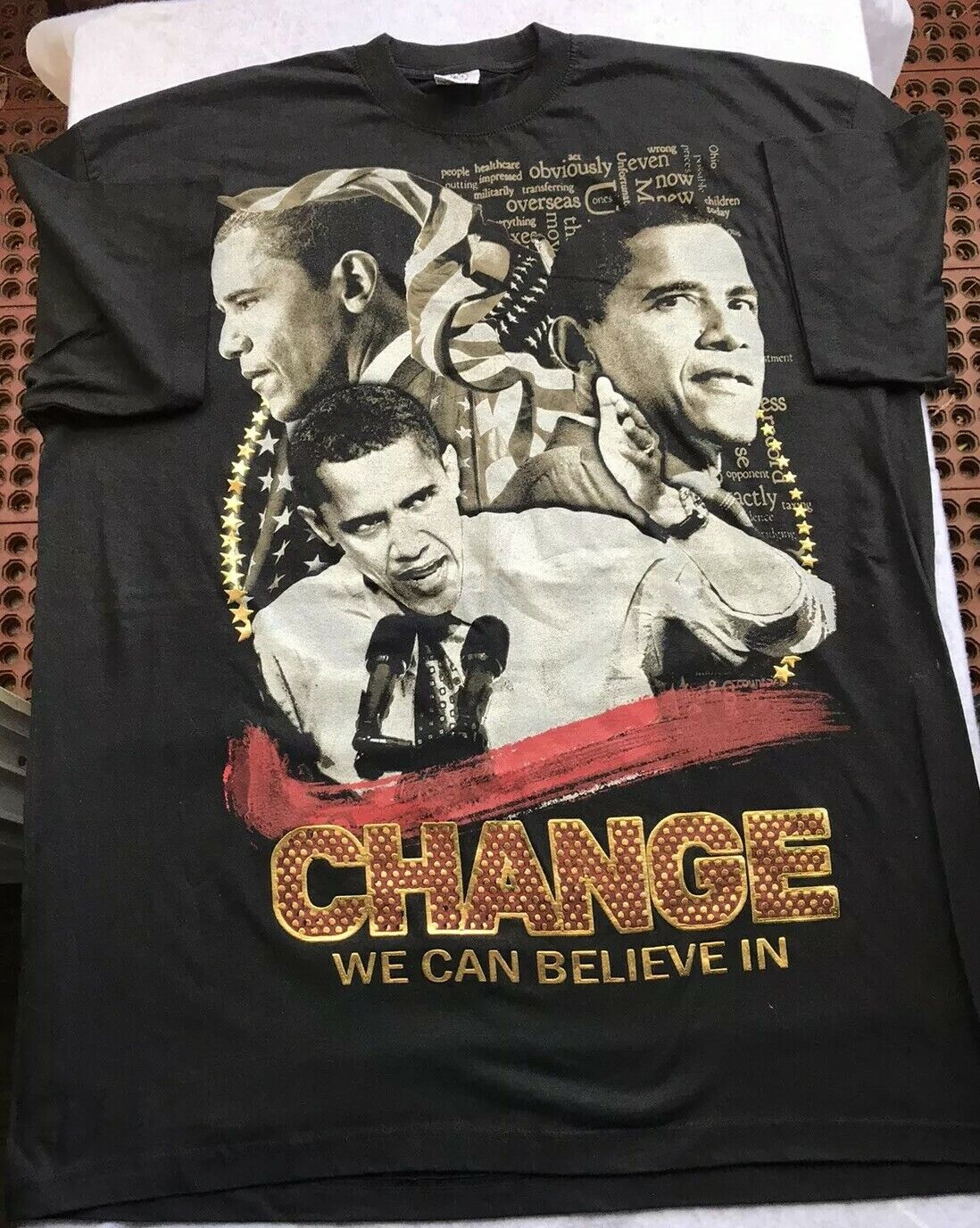 Vintage Barack Obama huge graphic print T-Shirt pro heavyweight size 4X-Tall EUC