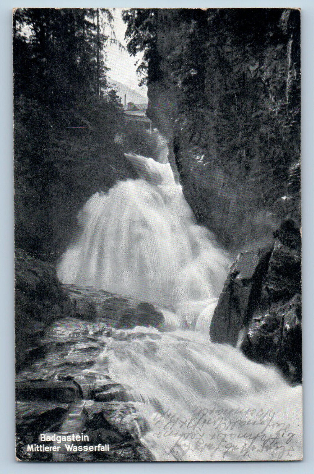 Salzburg Austria Postcard Badgastein Middle Waterfall 1928 Posted Vintage
