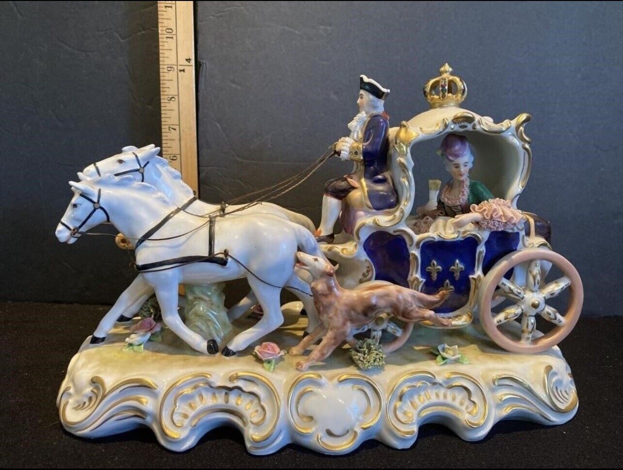 Karl Klette  Dresden Original Germany Porcelain Horse Drawn Carriage  1960 -1990