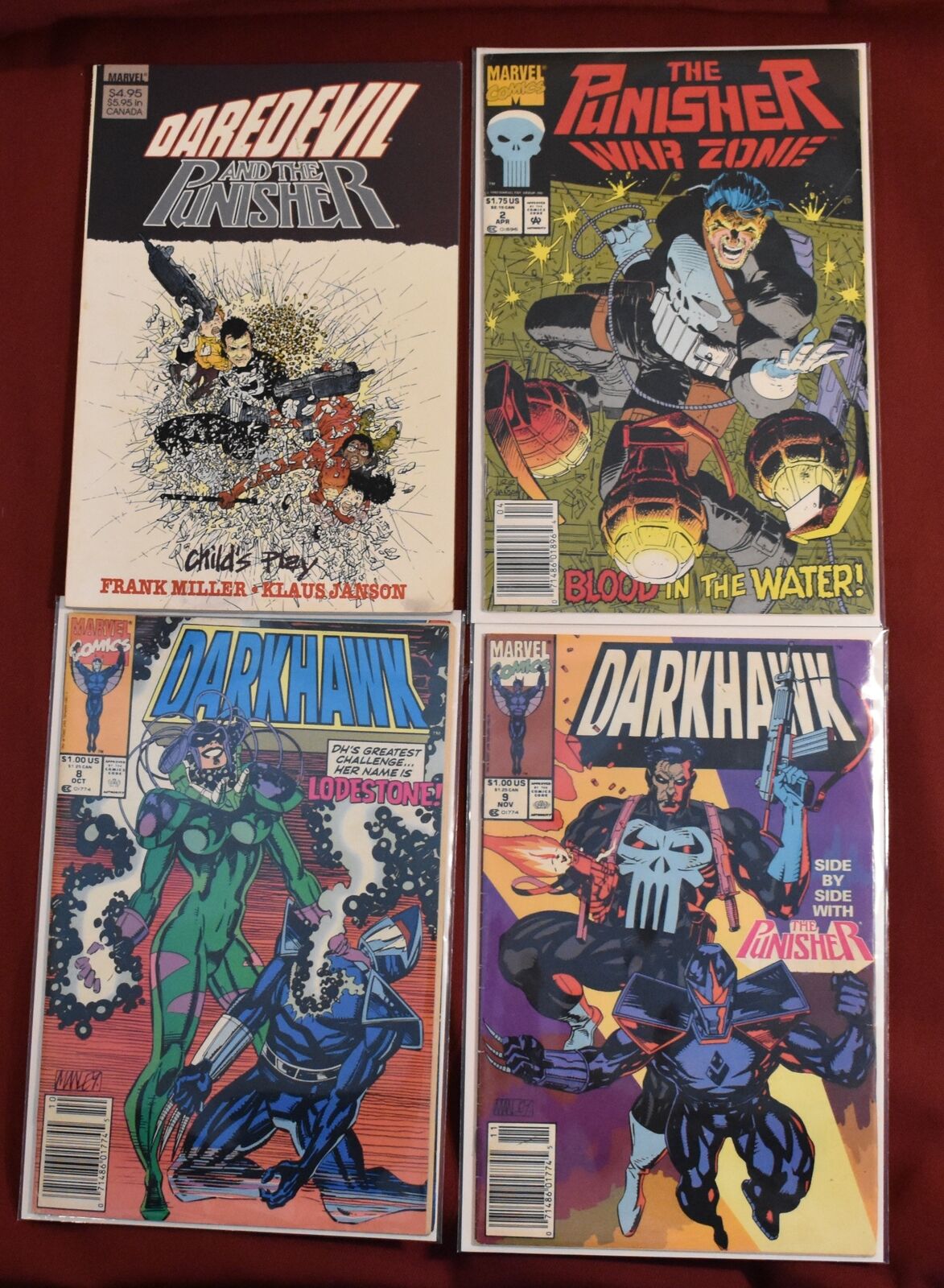 Four Marvel Comic Books, Daredevil and the Punisher, Darkhawk and the Punisher
