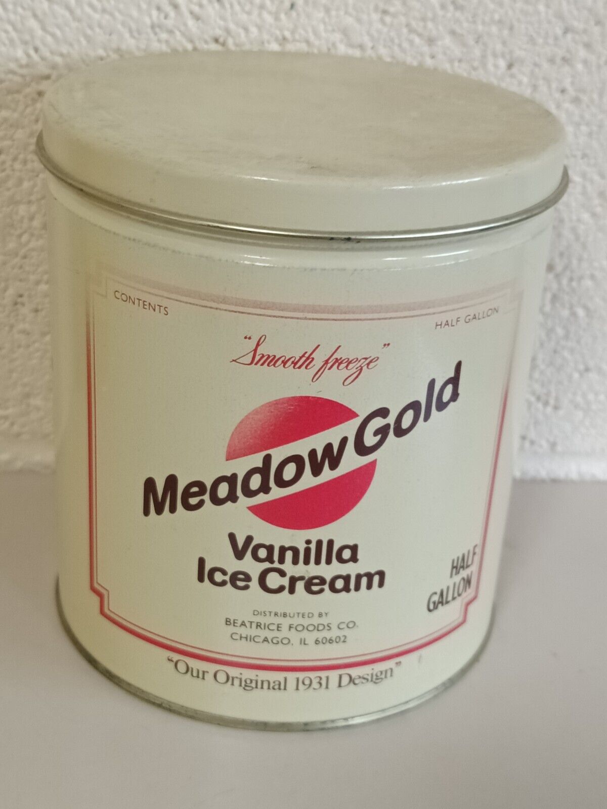 Meadow Gold Vanilla Ice Cream Vintage Tin Half Gallon Collectible