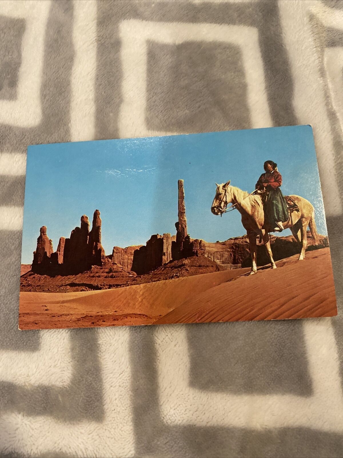 Vtg Postcard - Monument Valley - Arizona 1976 - Woman on Horse