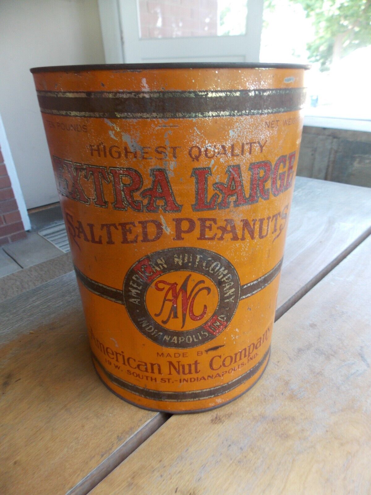 American Nut Co. Salted Peanut Tin Advertising Tin Indianapolis Antique 1900s