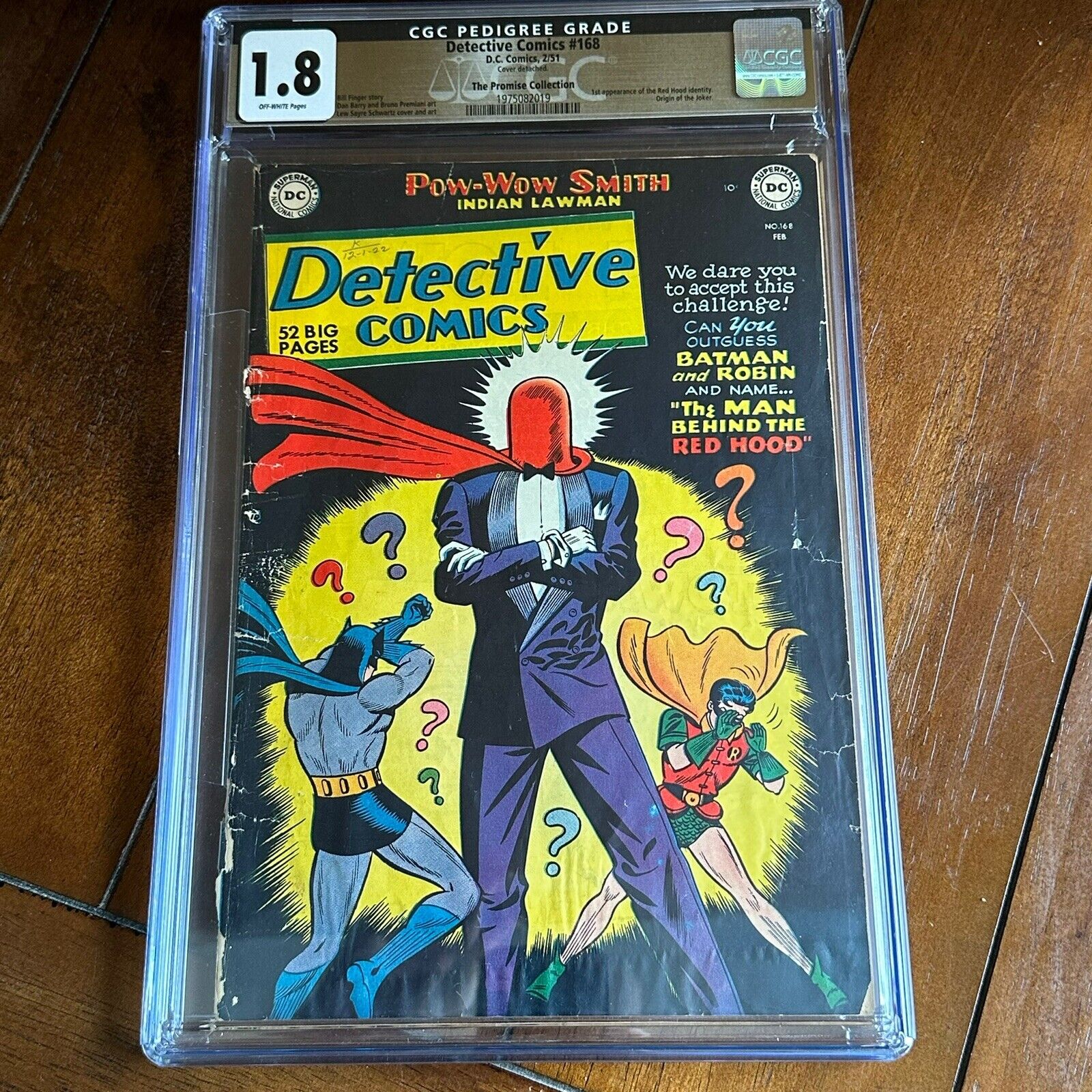 Detective Comics #168 (1943)- 1st Red Hood Joker Promise Collection - CGC 1.8