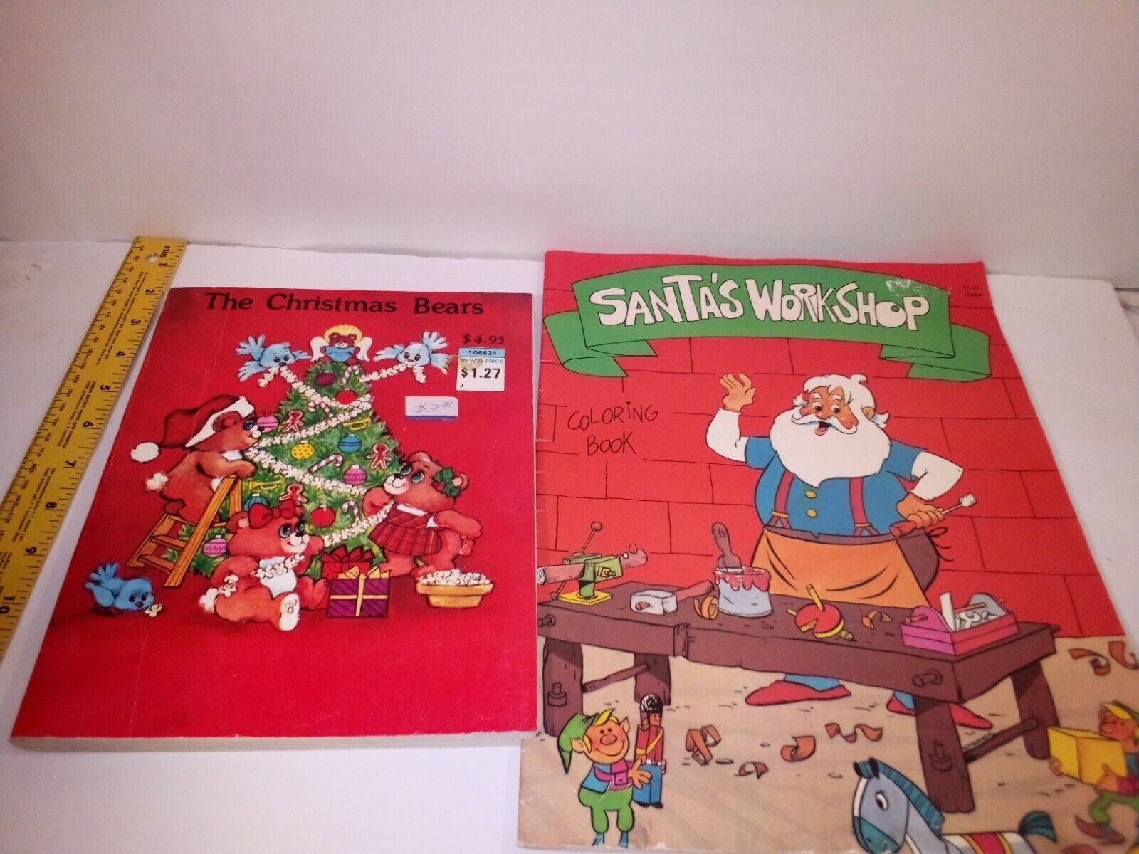 Vintage Coloring Books 1980\'s Christmas Bear Santa\'s Workshop read description