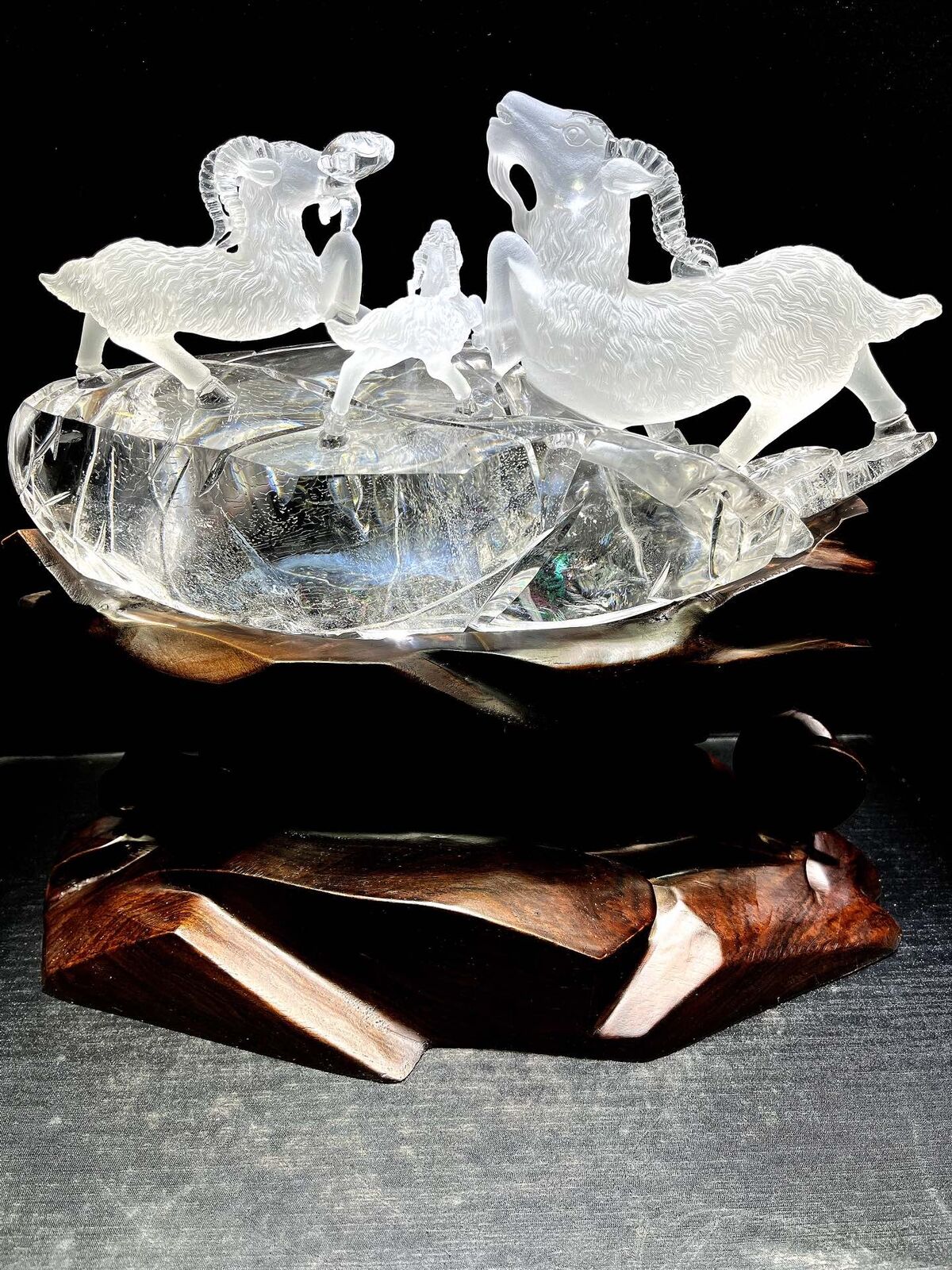 21.38LB A+Natural Clear Quartz Crystal Hand Carved Sheep Skull Reiki GIFTS+stand