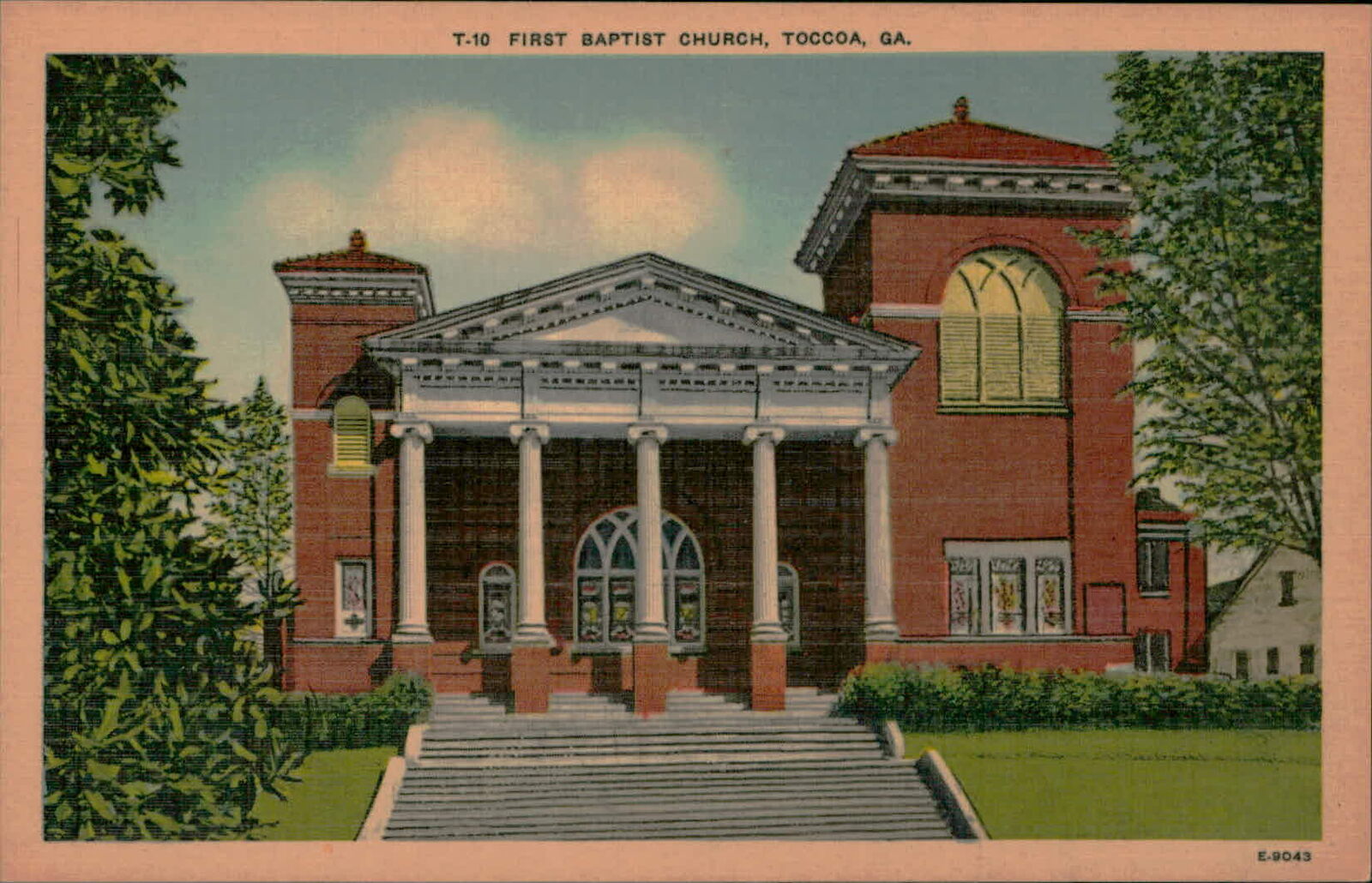 Postcard: T-10 FIRST BAPTIST CHURCH, TOCCOA, GA. SAMMA E-9043
