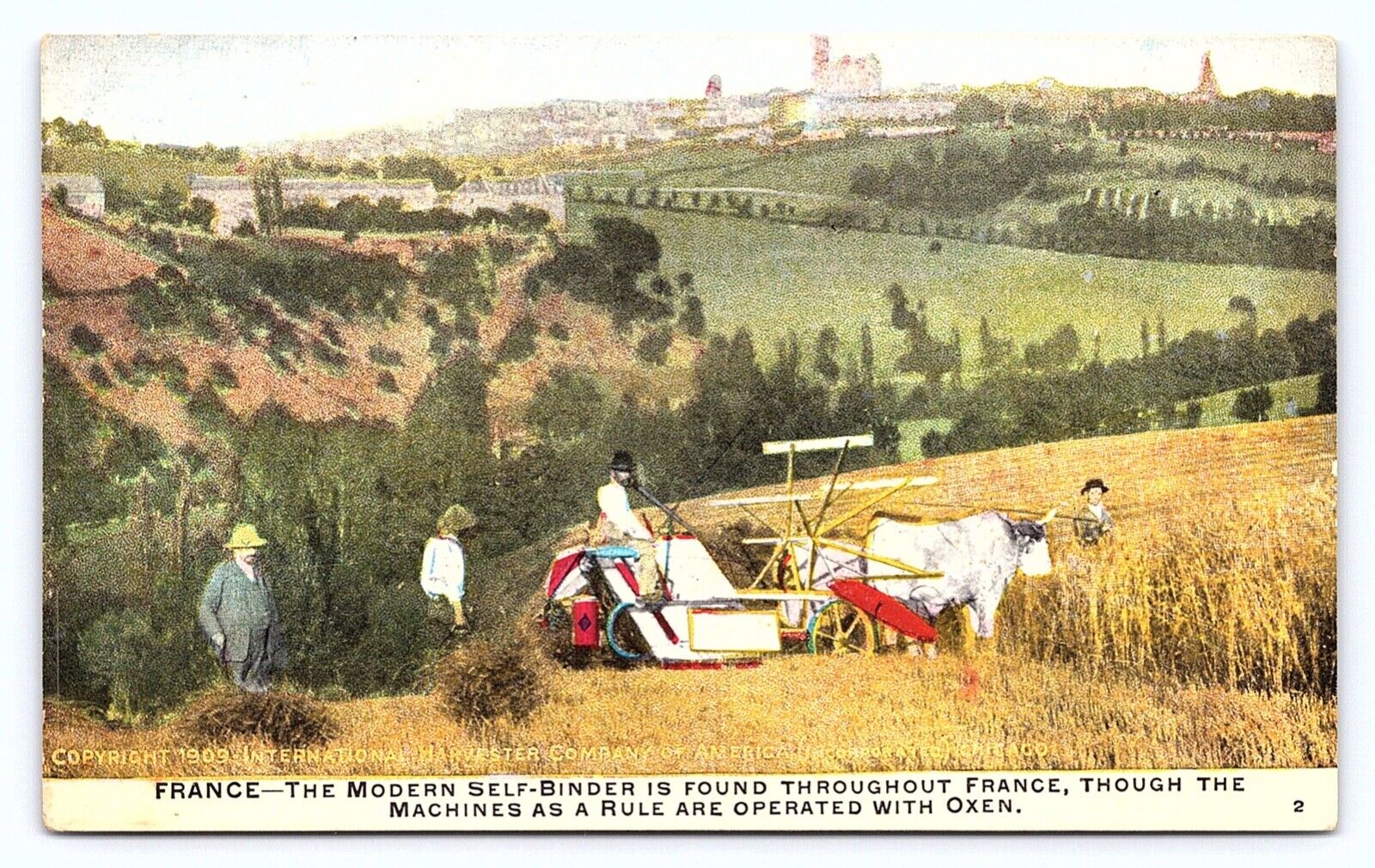 1909 France International Harvester Self Binder Machinery Farming Postcard D26