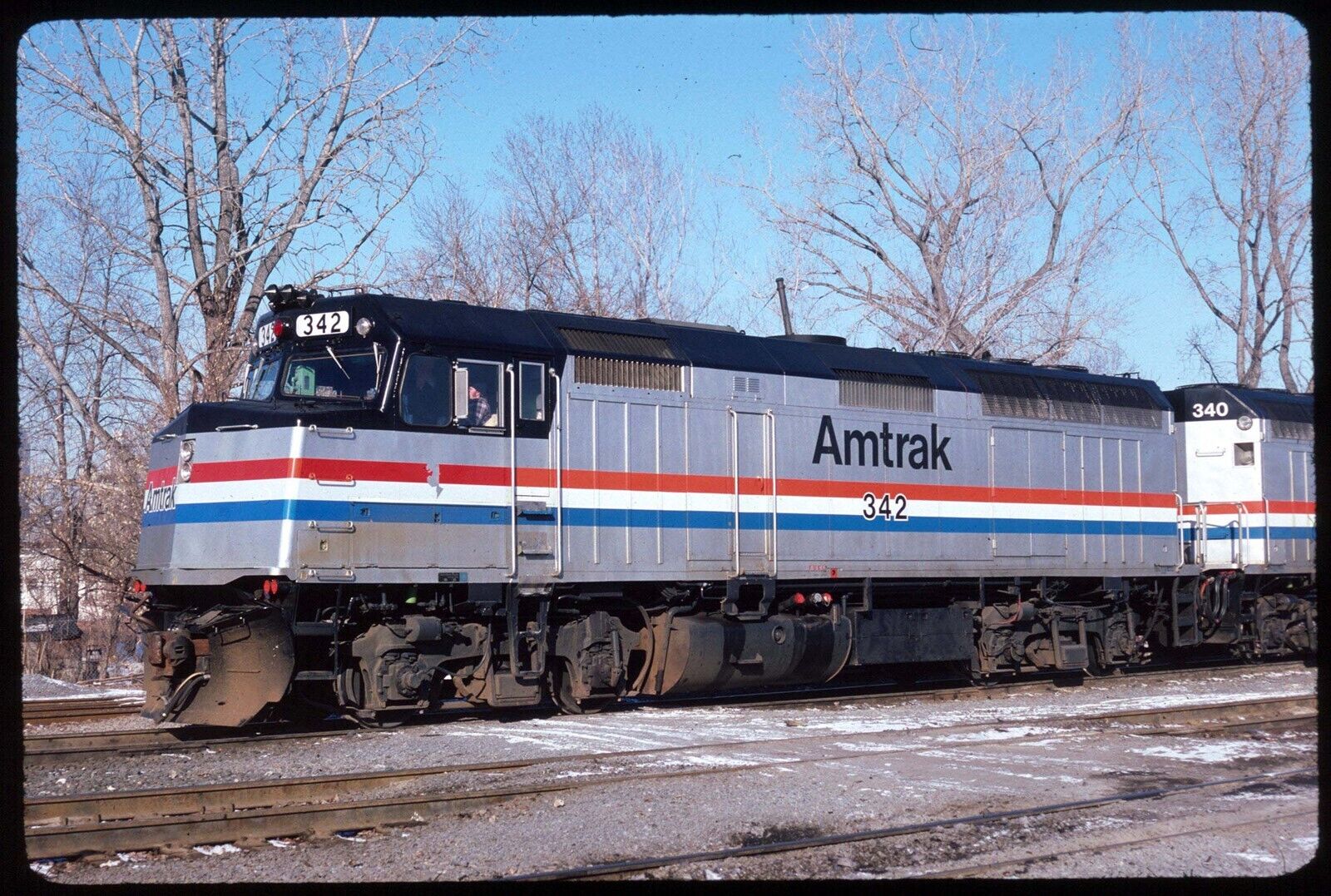 Original Rail Slide - AMTK Amtrak 342 Rensselaer NY 1-31-1981