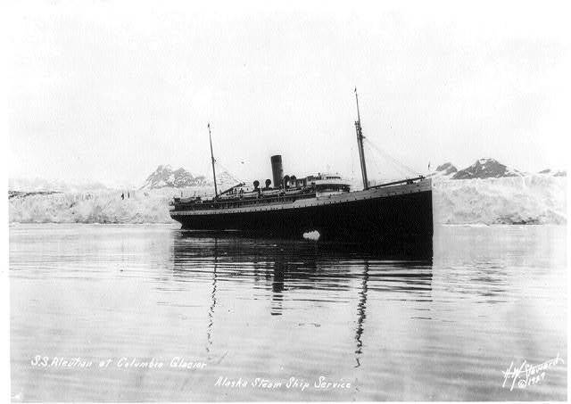 S.S. ALEUTIAN at Columbia Glacier - Alaska Steamship Service,c1927,ship