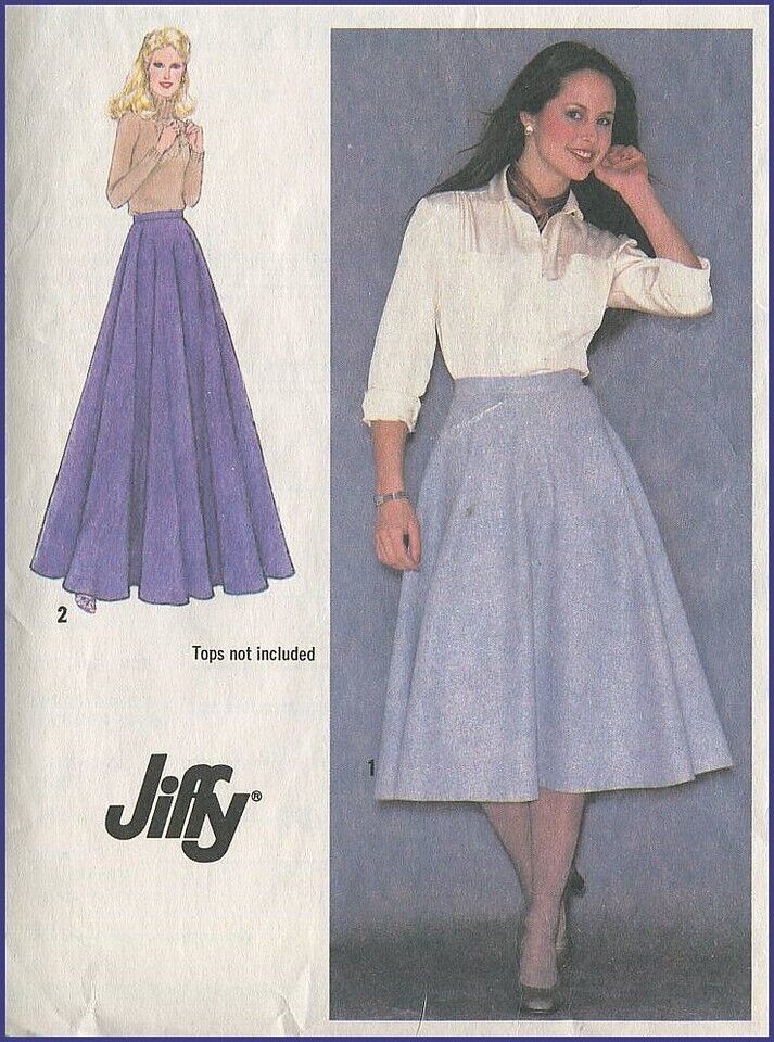 1970s Vtg Half Circle Skirt 2 Lengths Simplicity 9172 Jiffy Pattern Sz 10 W 25
