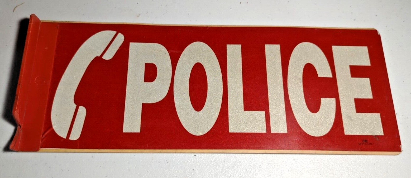 Vintage Plastic Reflective Police Sign