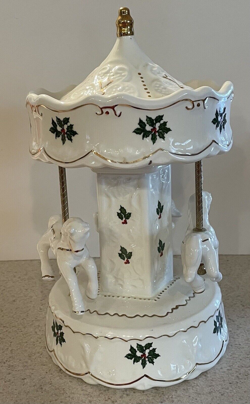 JCPenny Home Collection Christmas Porcelain Caroling Carousel Plays Jingle Bells
