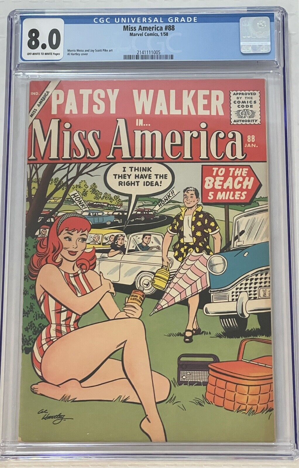 Miss America #88 CGC 8.0 (OW/W) VF Highest Graded Copy Patsy Walker Marvel 1958