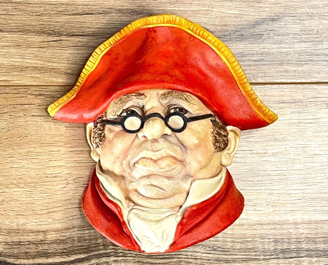 Mr. Bumbles Chalkware Head Wall Art Oliver Twist Dickens England Vintage