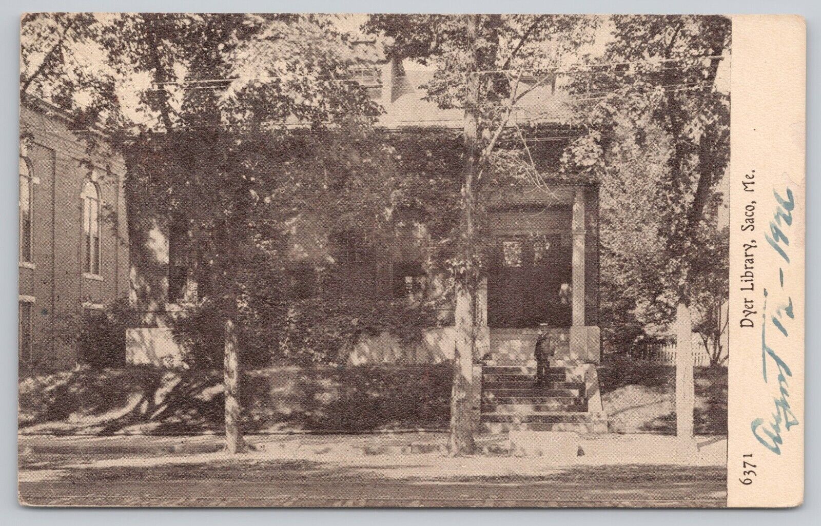 Postcard Dyer Library, Saco, Maine Vintage PM 1926
