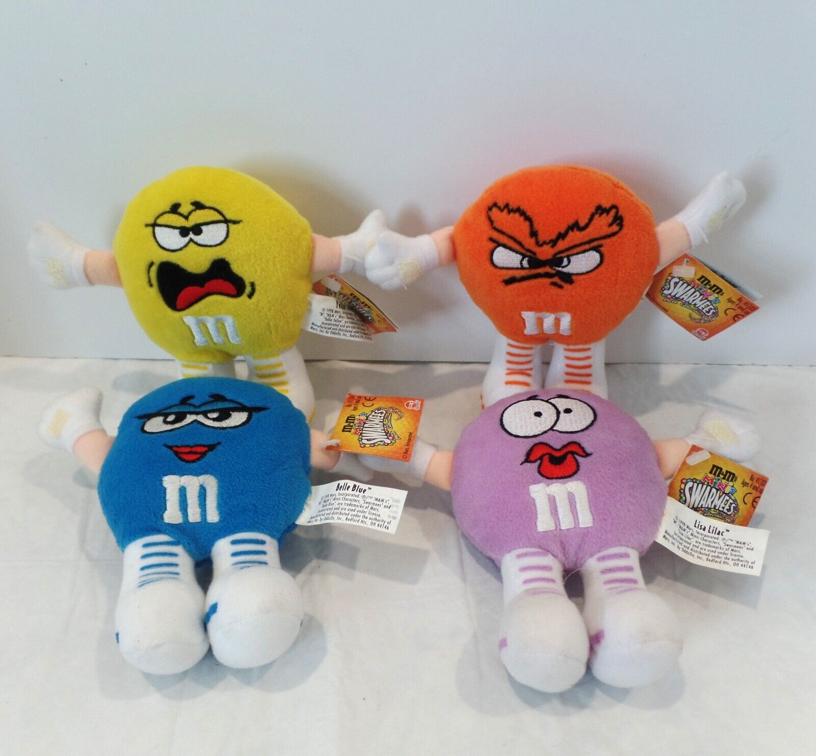 Set of 4 Plush M&M\'s Guys Mini Swarmees Vintage 1998 Collectables