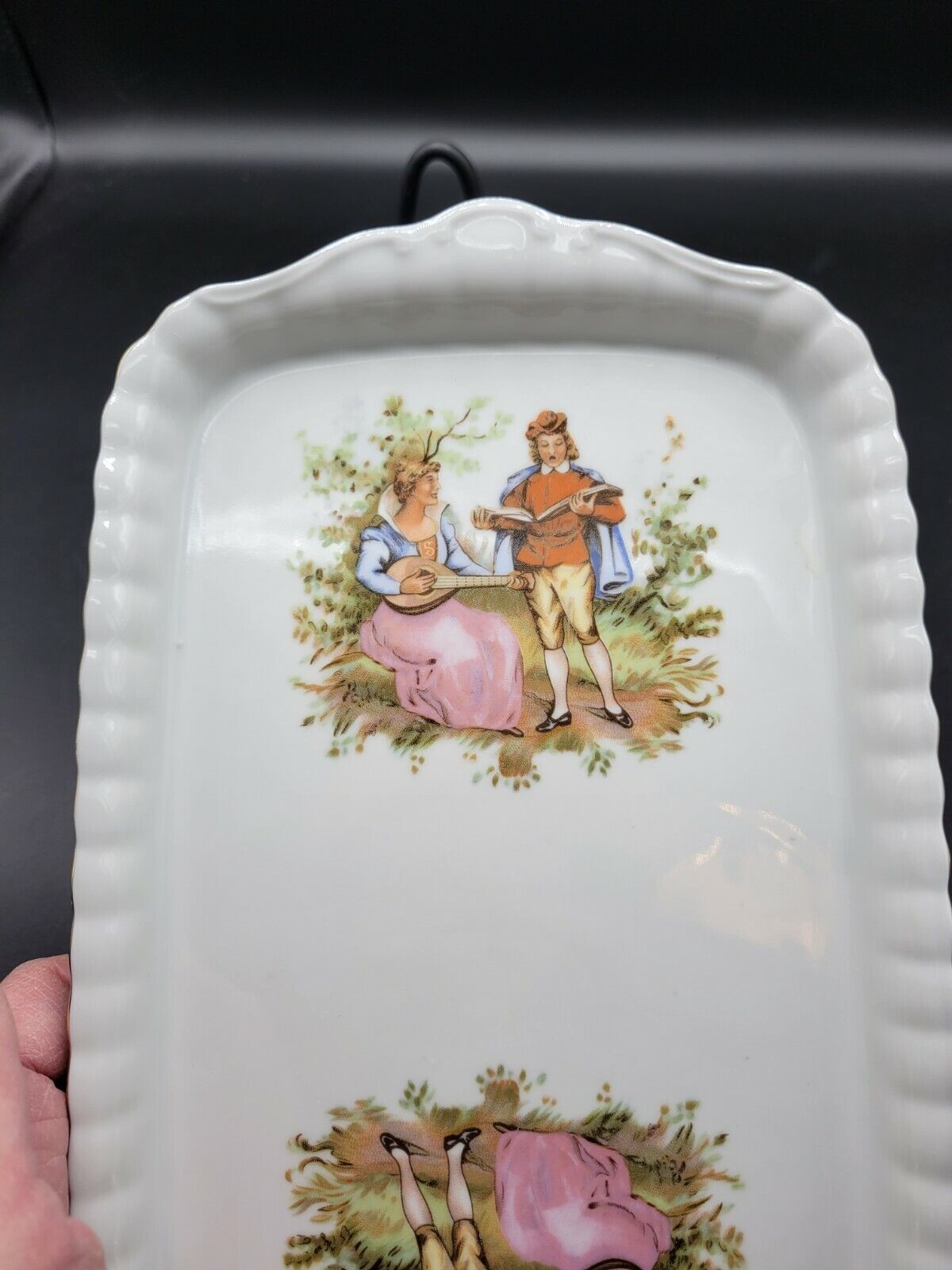 Vintage Vanity Tray Porcelain Chodziez  Poland Musical Courting Couple Glam Vtg