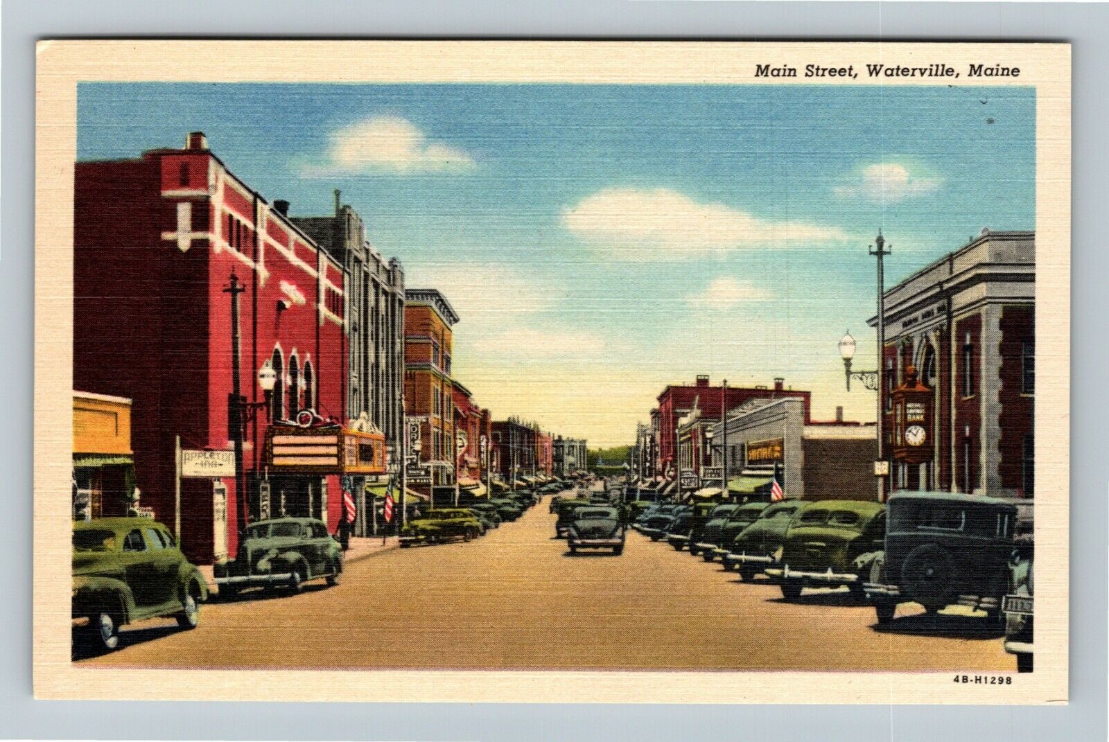 Waterville ME-Maine, Main Street, Outside Advertisement, Vintage Postcard