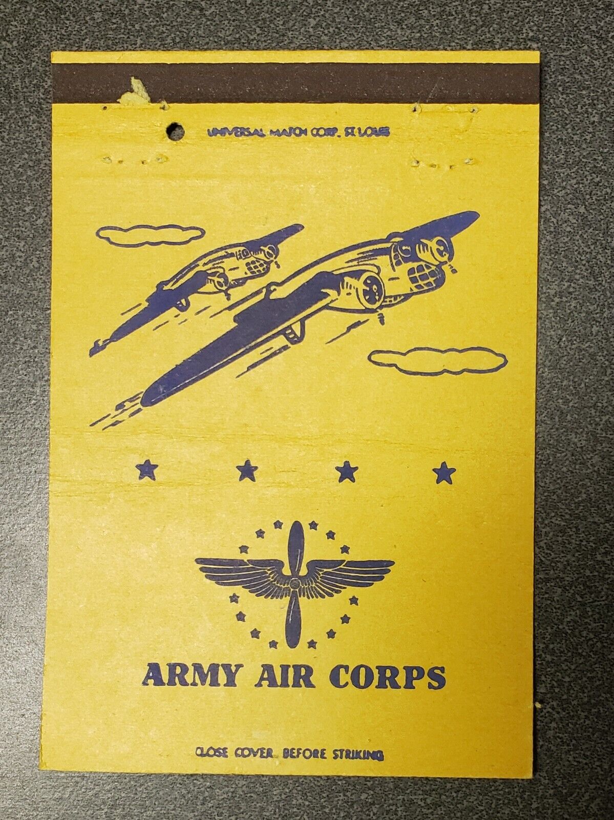 WWII Era US Army Air Corp 40 Strike Matchbook Cover