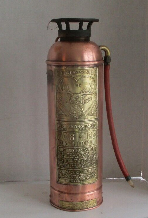 Empty Vintage Elk Hart Elkhart Copper & Brass  Fire (empty) extinguisher