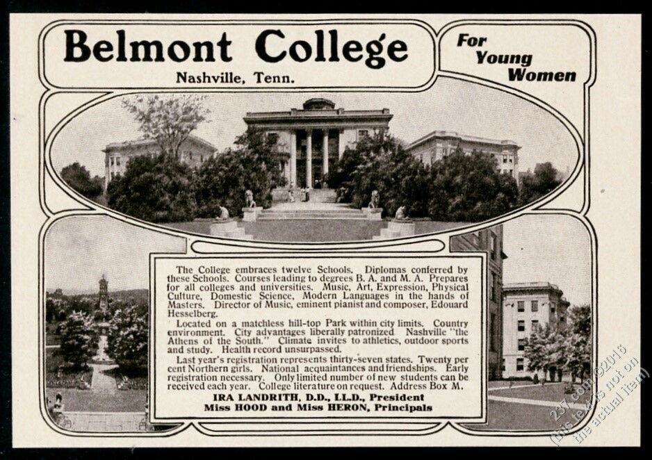 1909 Belmont College Nashville Tennessee 3 photo vintage print ad