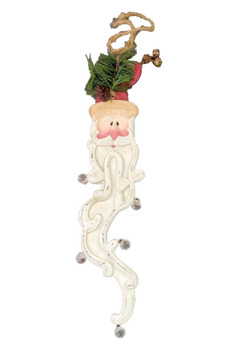 Long Beard Santa Ornate Wood 11\