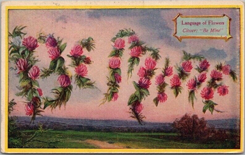 1909 Language of Flowers Ad Postcard BE MINE / Woman\'s World Magazine Ad on Back
